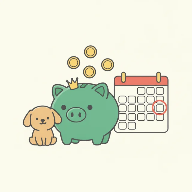 Piggy bank and a calendar deadline